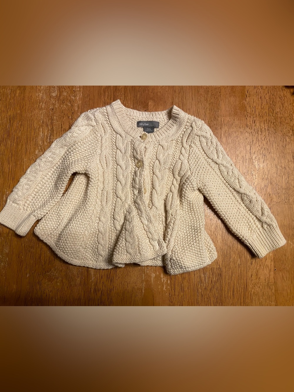 GAP Ivory Cable Knit Baby Cardigan